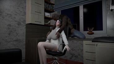 在 3D 色情片中,丰满的女孩被大黑鸡巴操